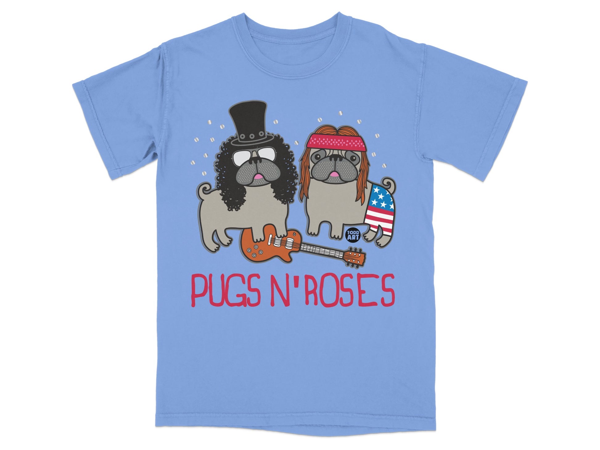 Pugs N' Roses Funny Graphic T-Shirt for Dog Lovers