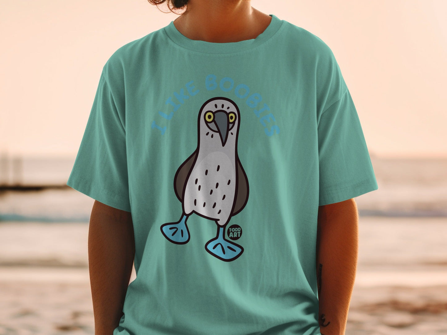 I Like Boobies Cute Cartoon Bird Graphic T-Shirt