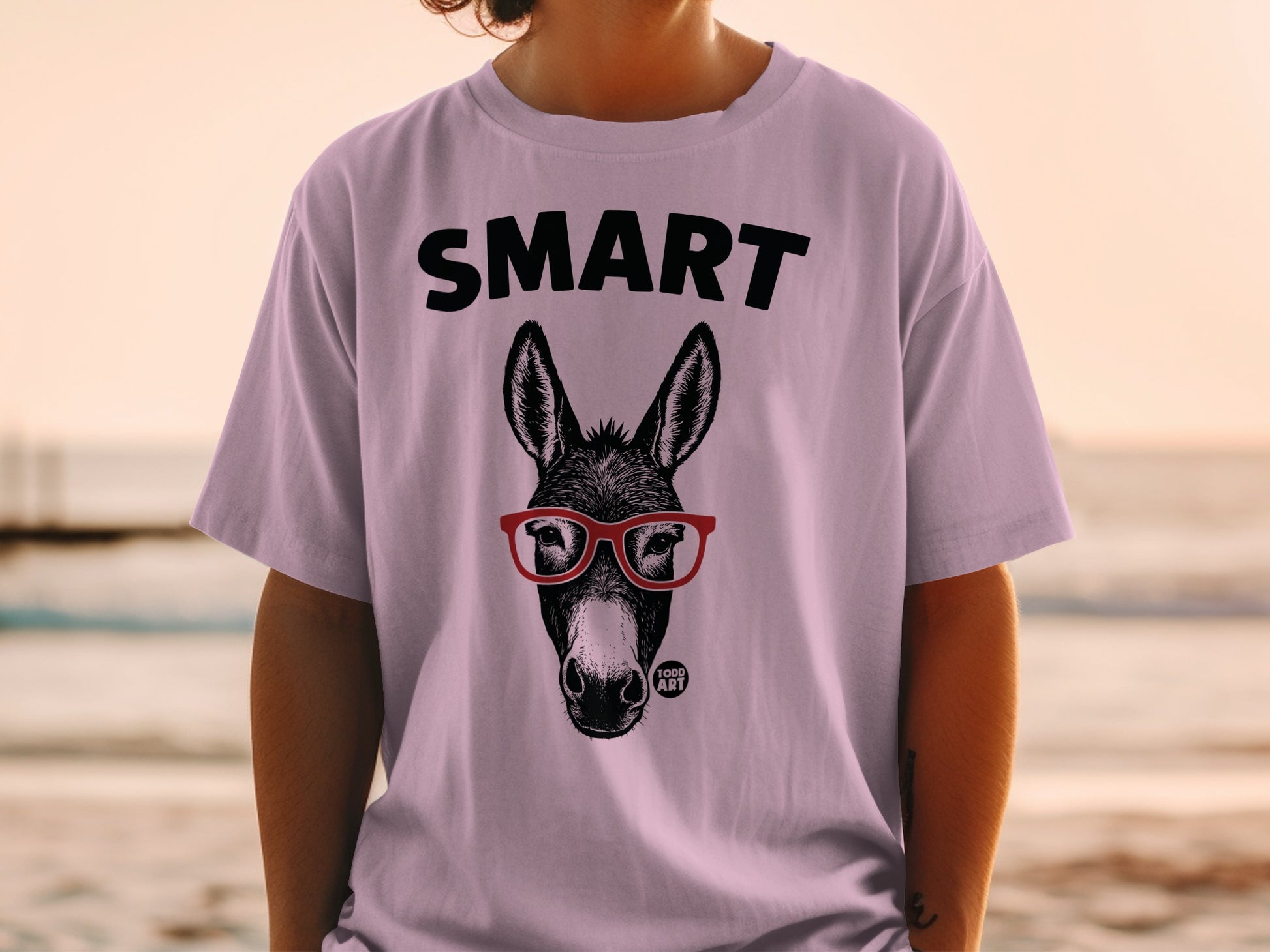 SMART Donkey With Glasses Graphic T-Shirt Tee
