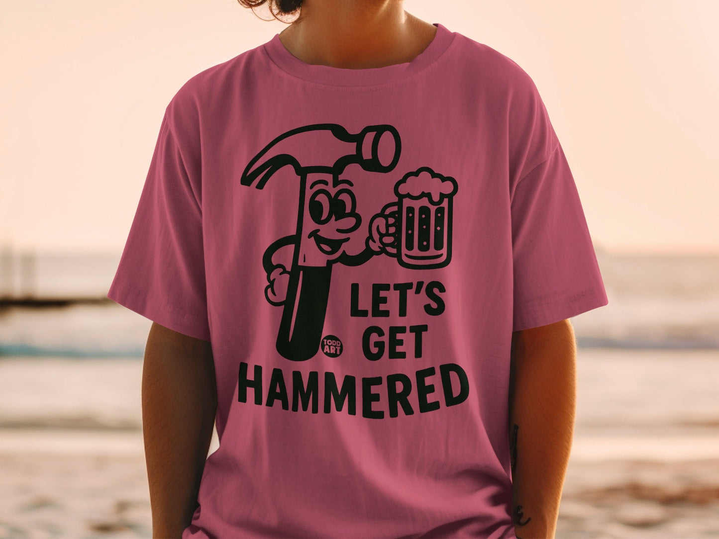 Let's Get Hammered Graphic Tee Funny Drinking Shirt