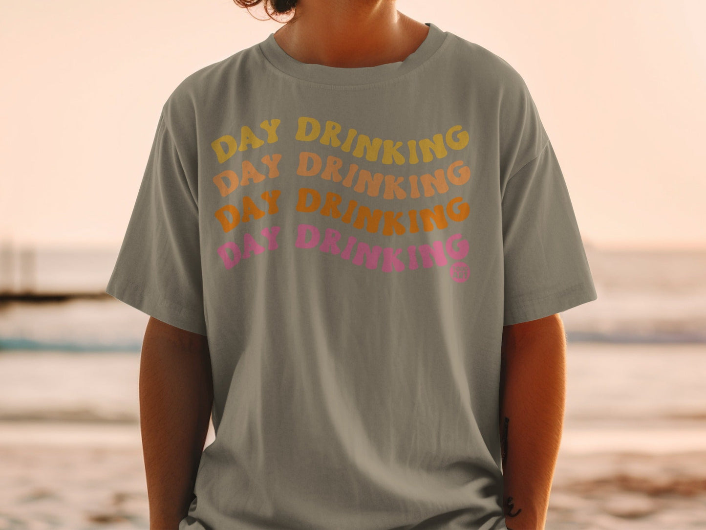 Colorful Day Drinking Graphic T-Shirt for Casual Wear