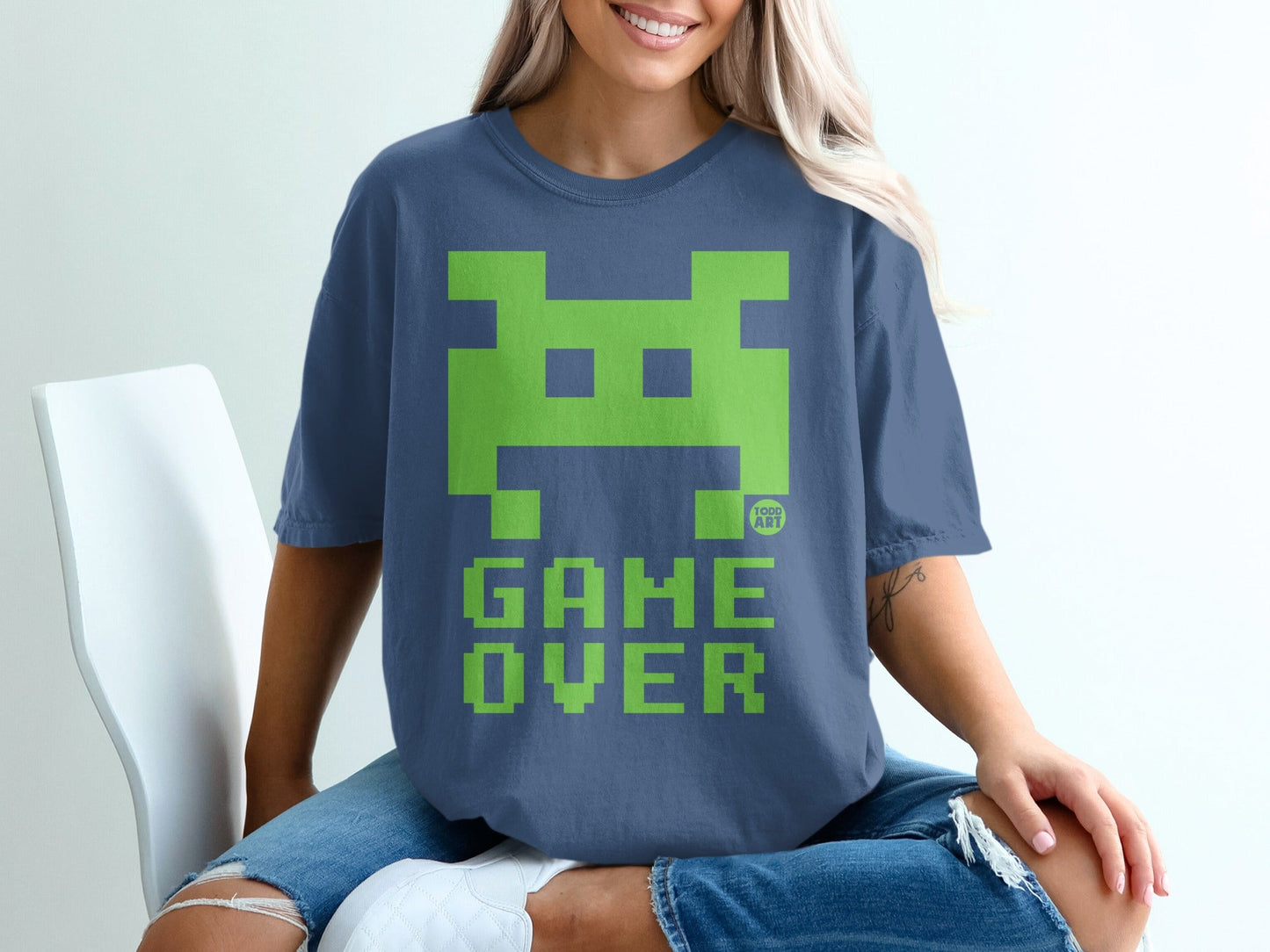 Retro Green Game Over Graphic Tee Shirt
