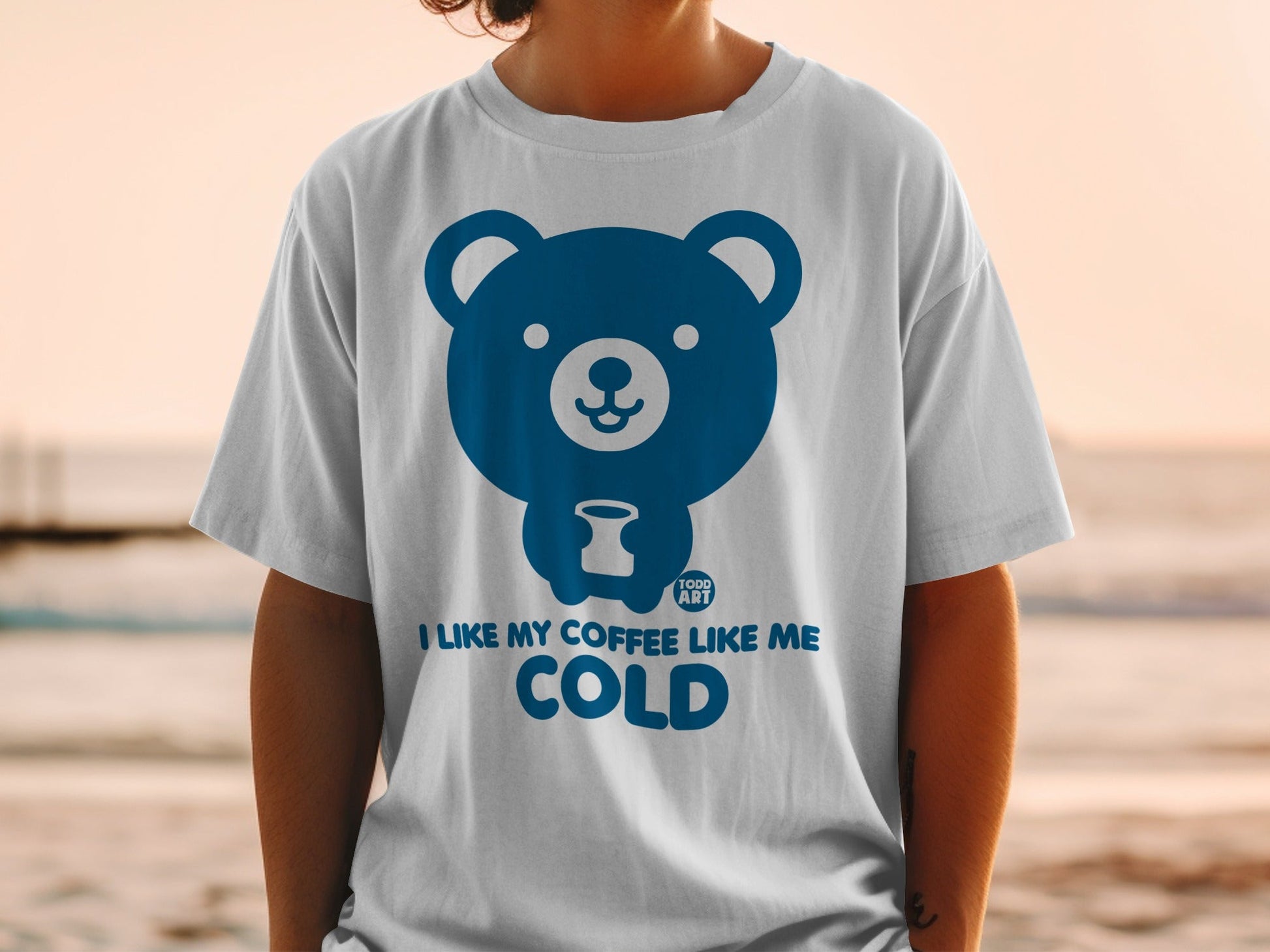 I Like My Coffee Like Me Cold Bear Print T-shirt