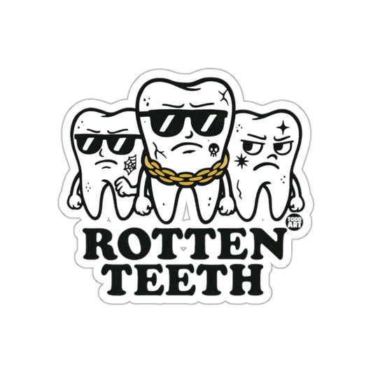Rotten Teeth Funny Cool Cartoon Sticker Design