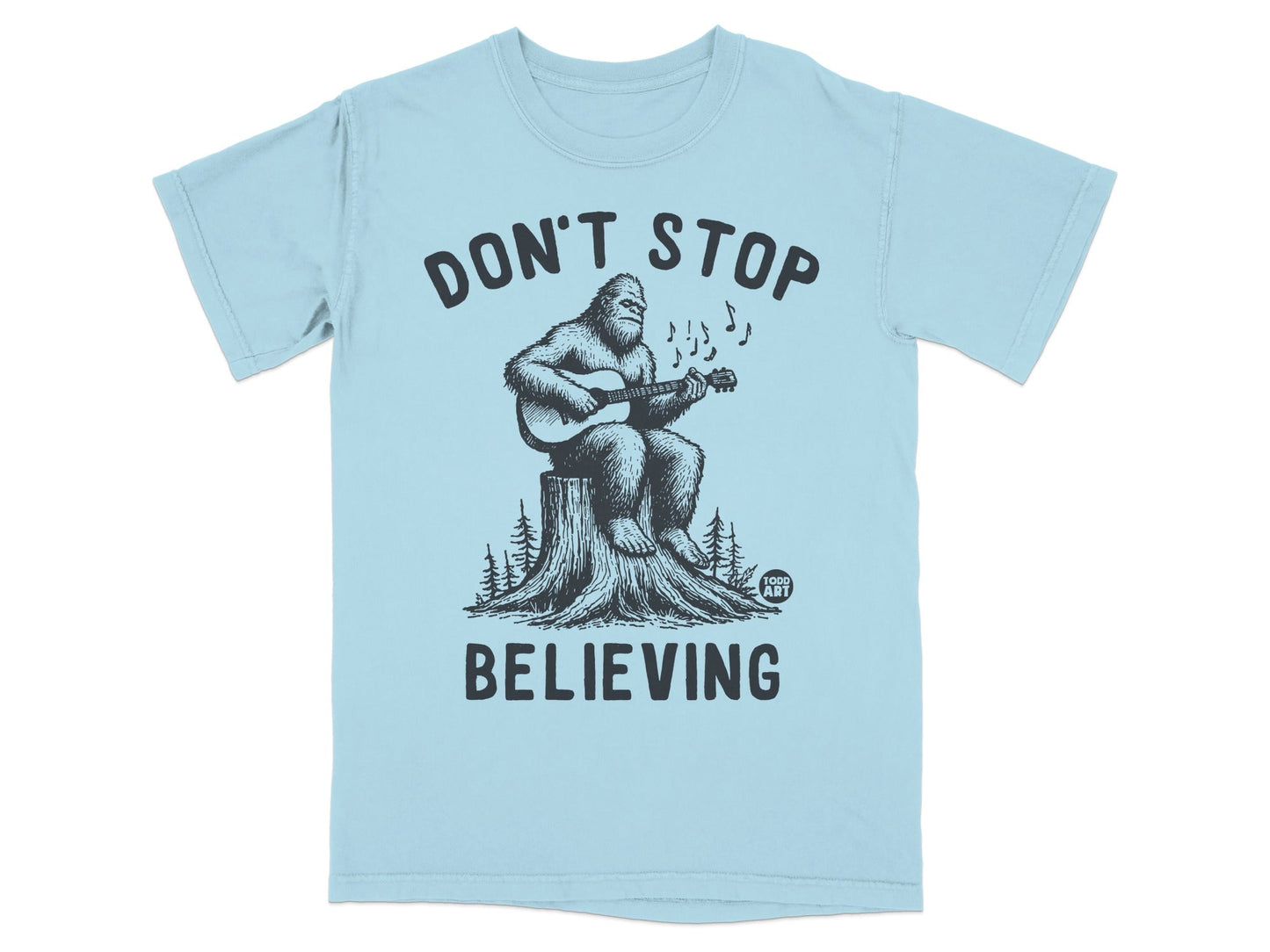 Don't Stop Believing Bigfoot Playing Guitar T-shirt