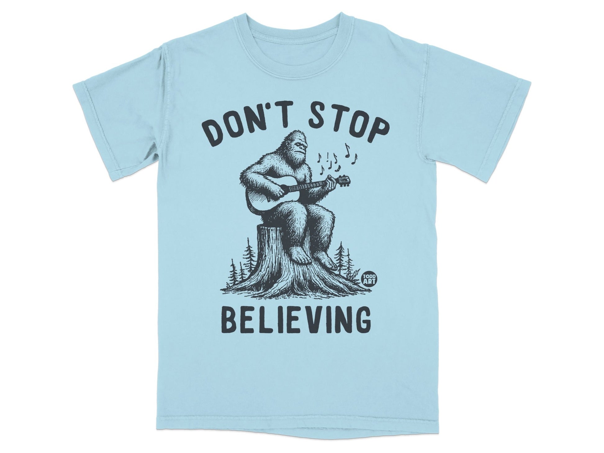 Don't Stop Believing Bigfoot Playing Guitar T-shirt