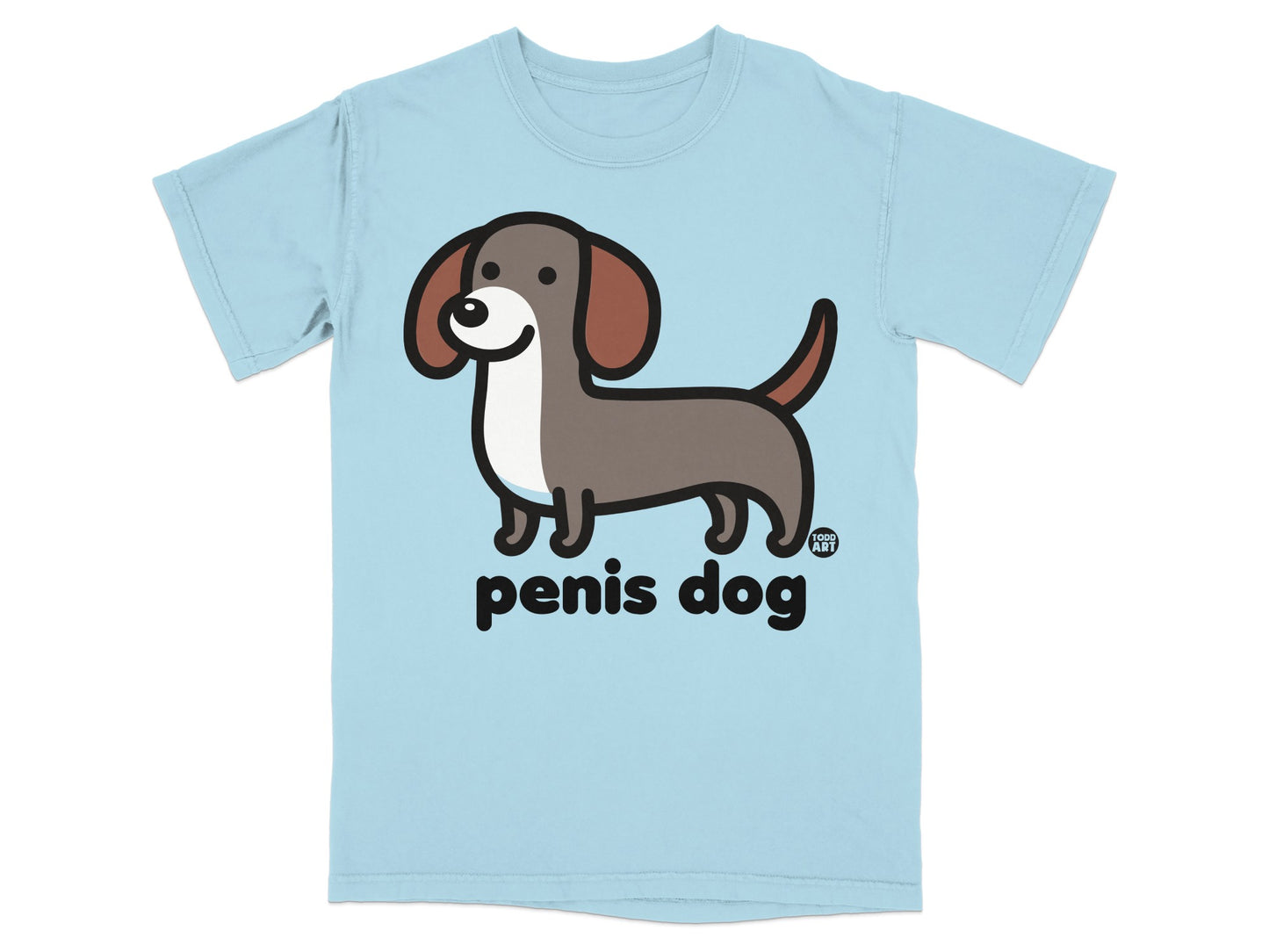 Funny Cartoon Dachshund Penis Dog Graphic T-Shirt