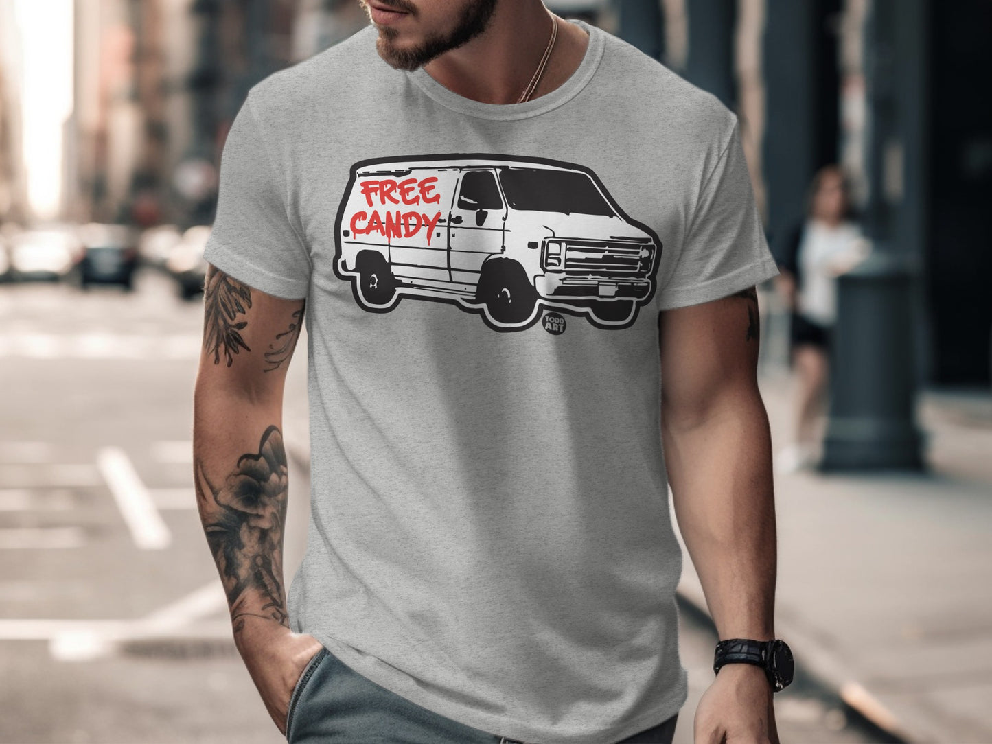 Free Candy Van Graphic Design T-Shirt