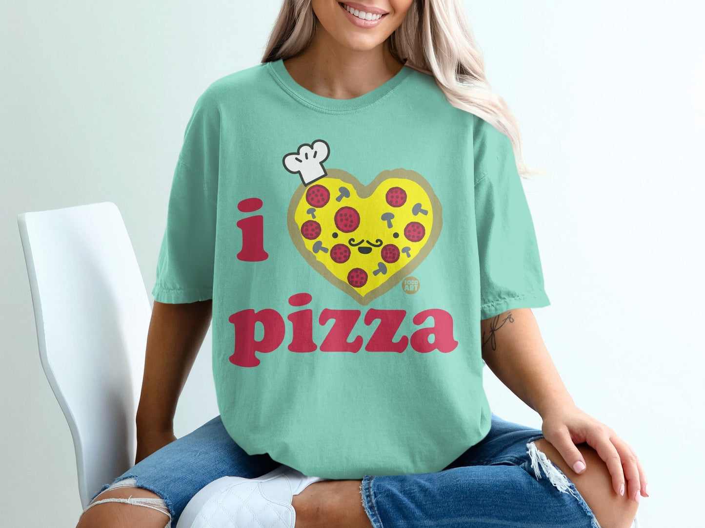 I Pizza Design Cute Graphic Shirt Fun Casual Top