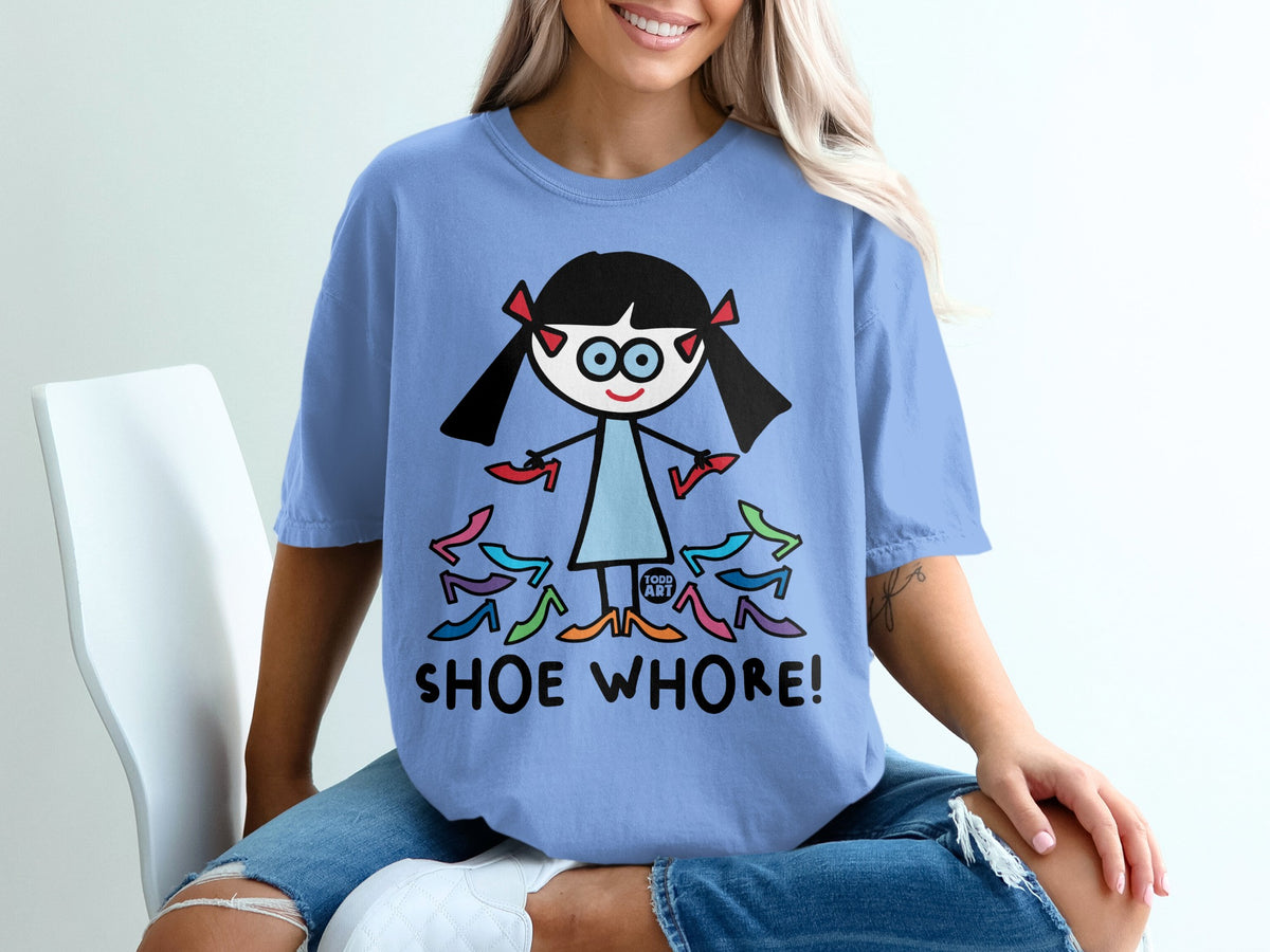 Funny Shoe Whore Cartoon T-Shirt Women's Casual Tee