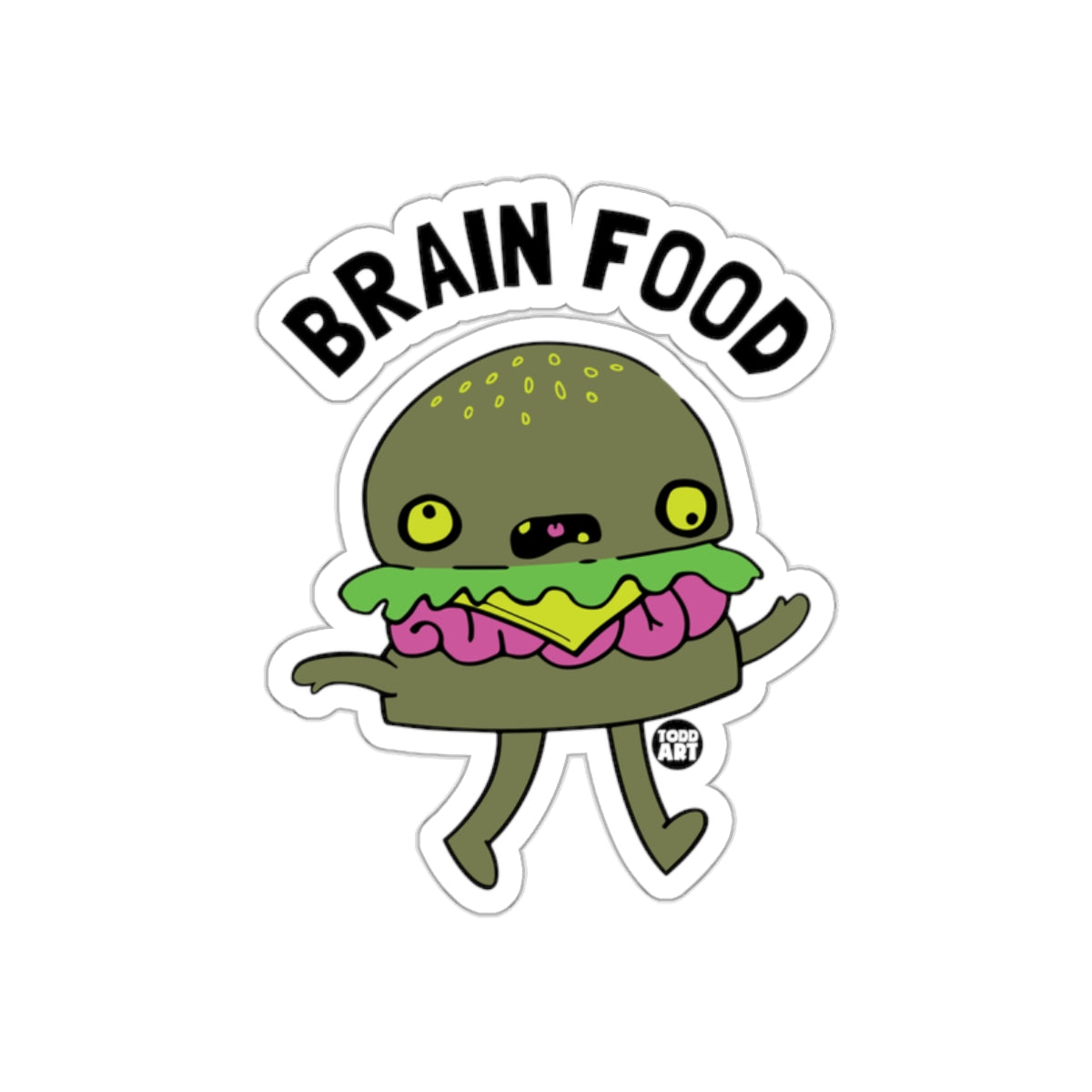 Brain Food Funny Character Burger Graphic sticker
