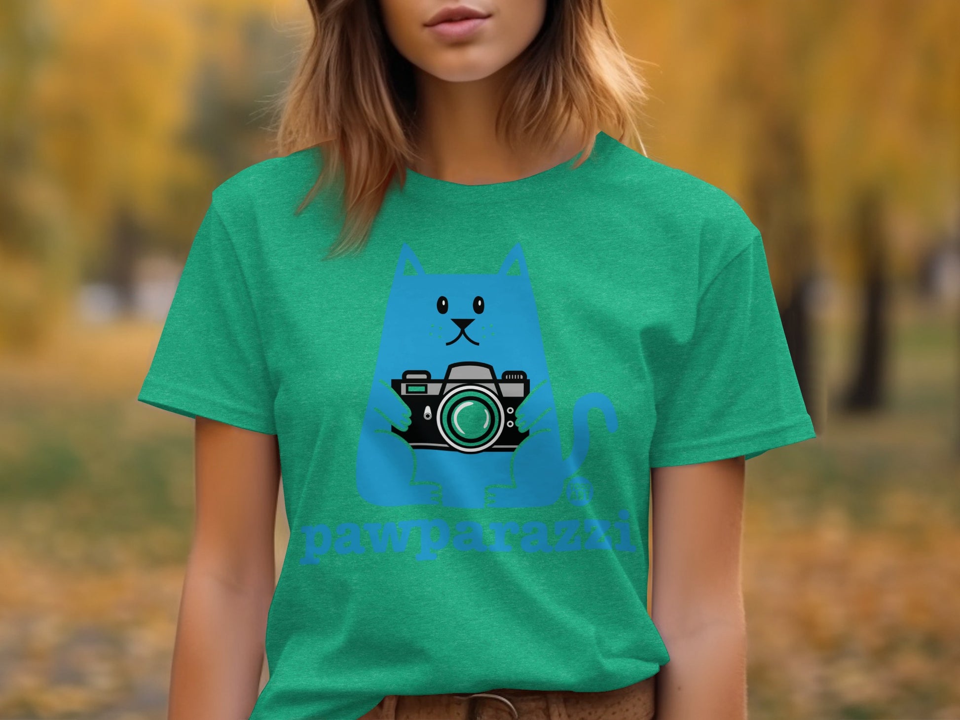 Cute Cat with Camera Pawparazzi Graphic T-Shirt