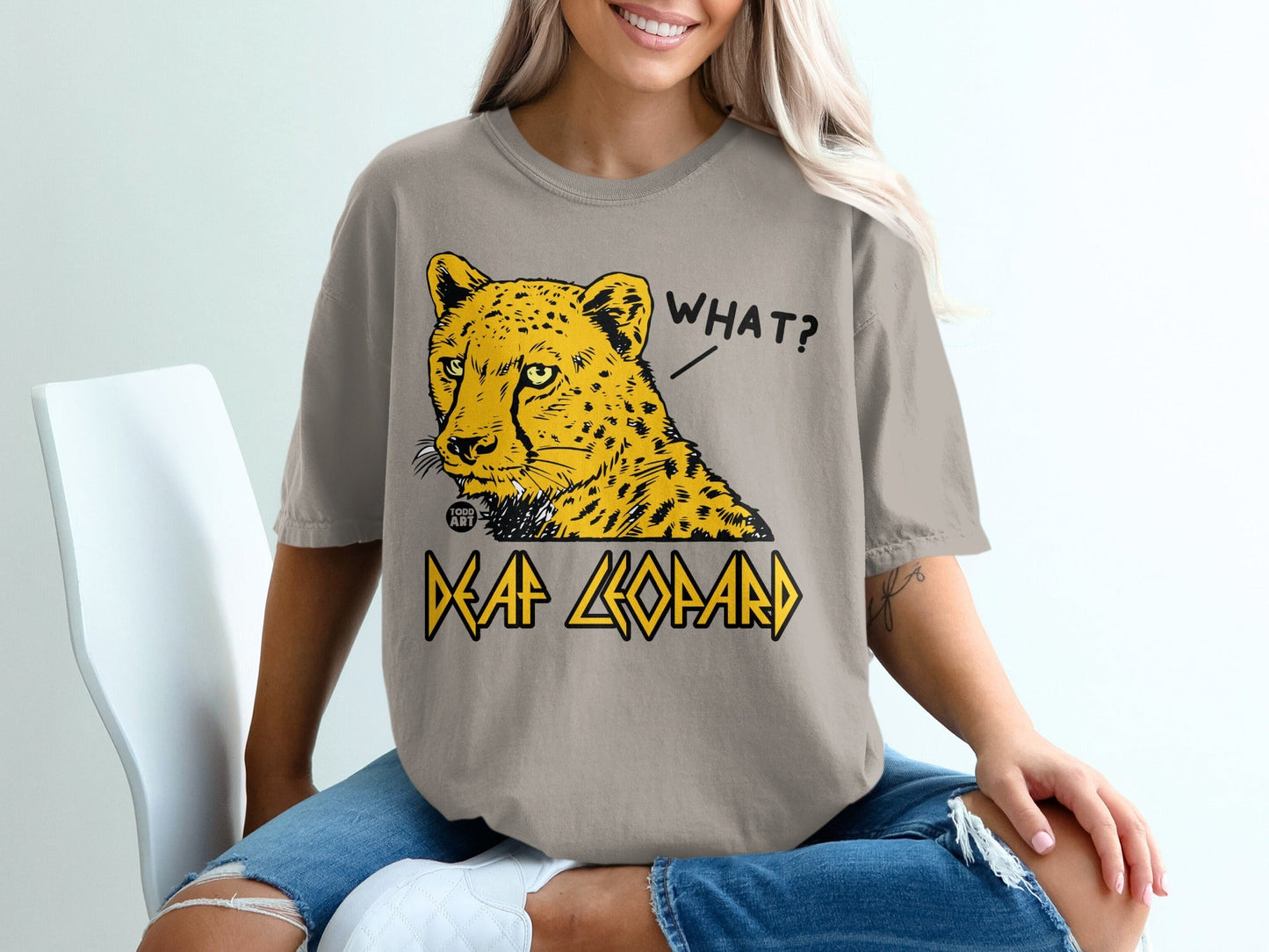 Deaf Leopard What? Graphic T-Shirt for Music Fans