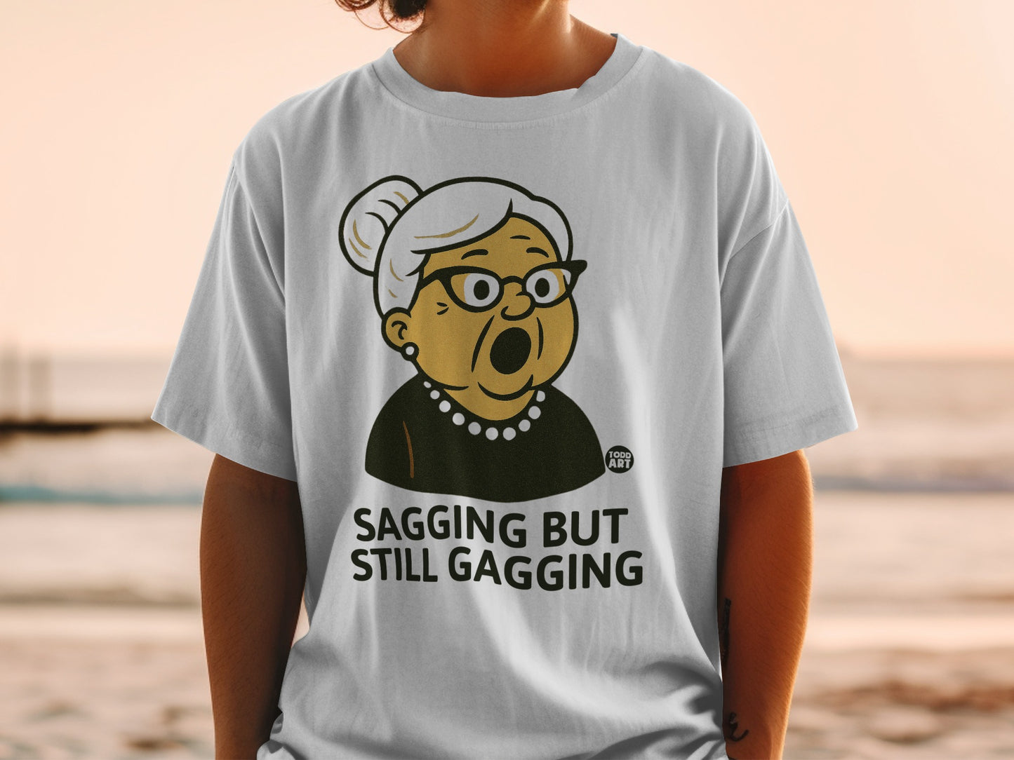 Cartoon Grandma Sagging BUT STILL GAGGING Humorous product type