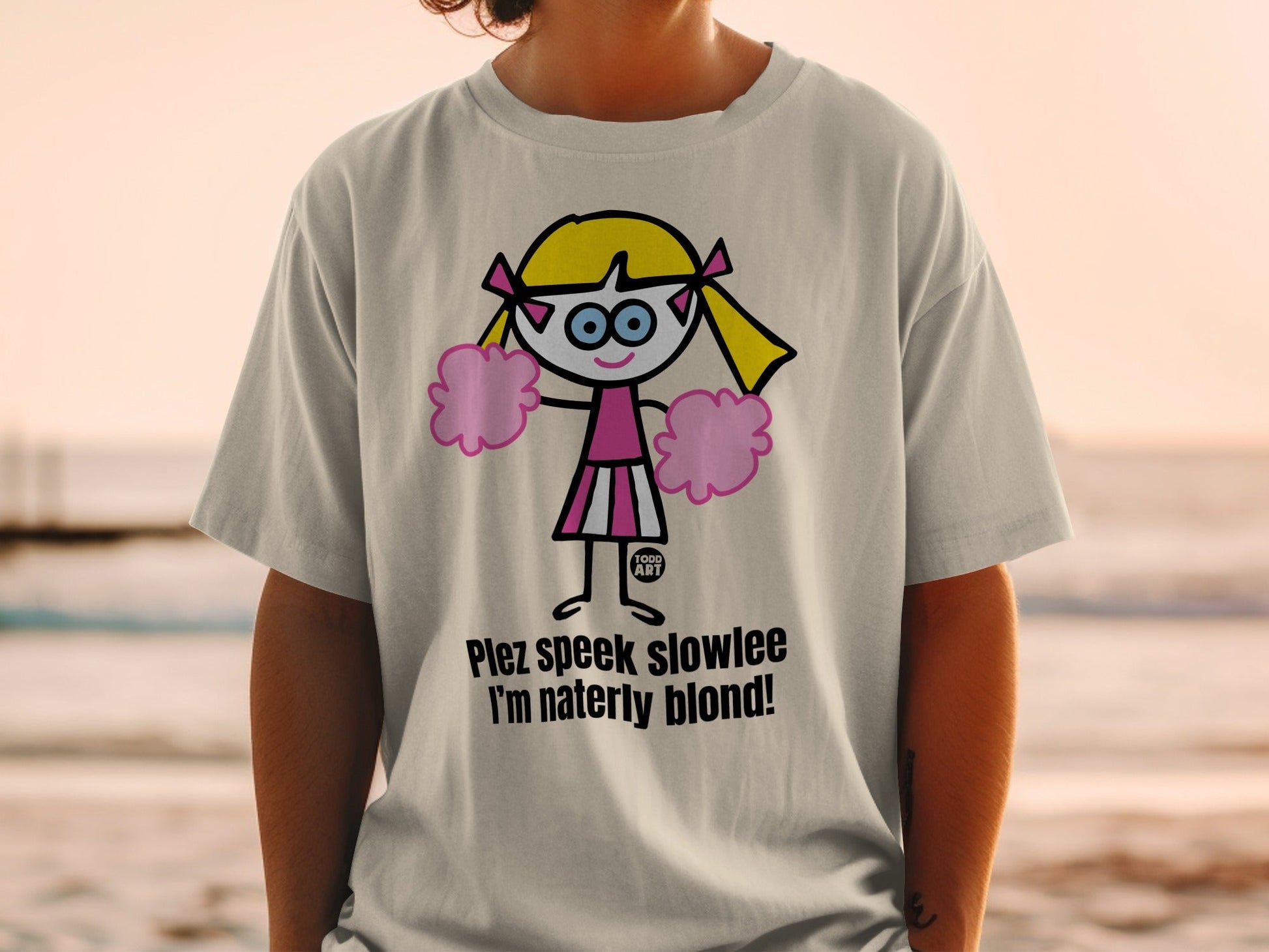 Funny Cartoon Blond Girl T-Shirt with Humor Graphic