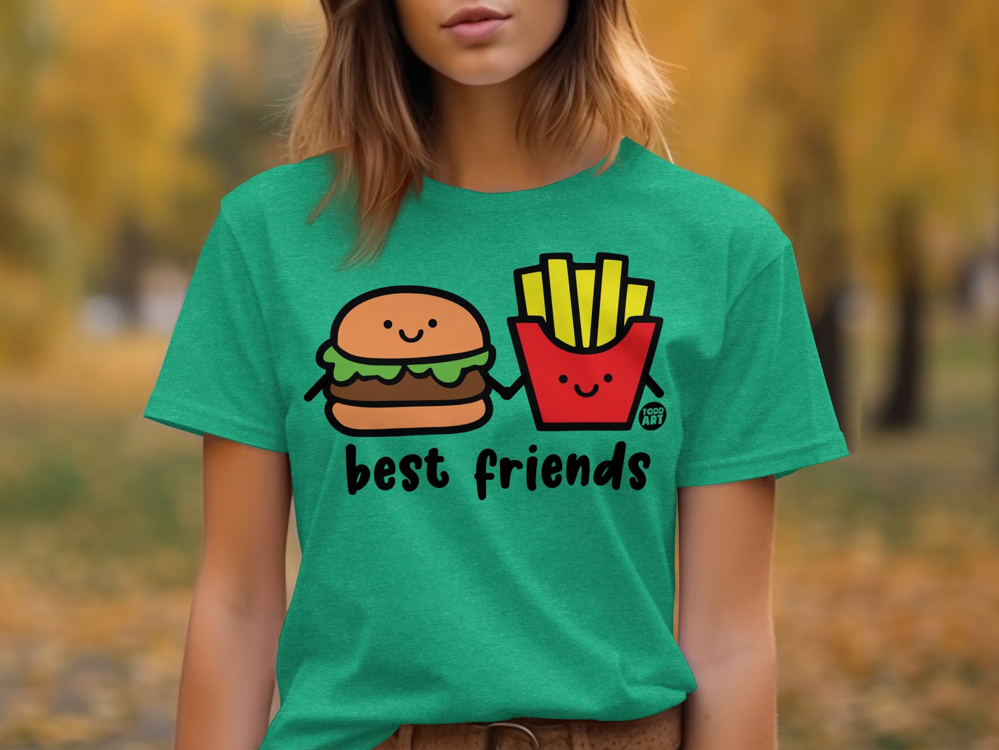 Adorable Best Friends Burger and Fries T-shirt