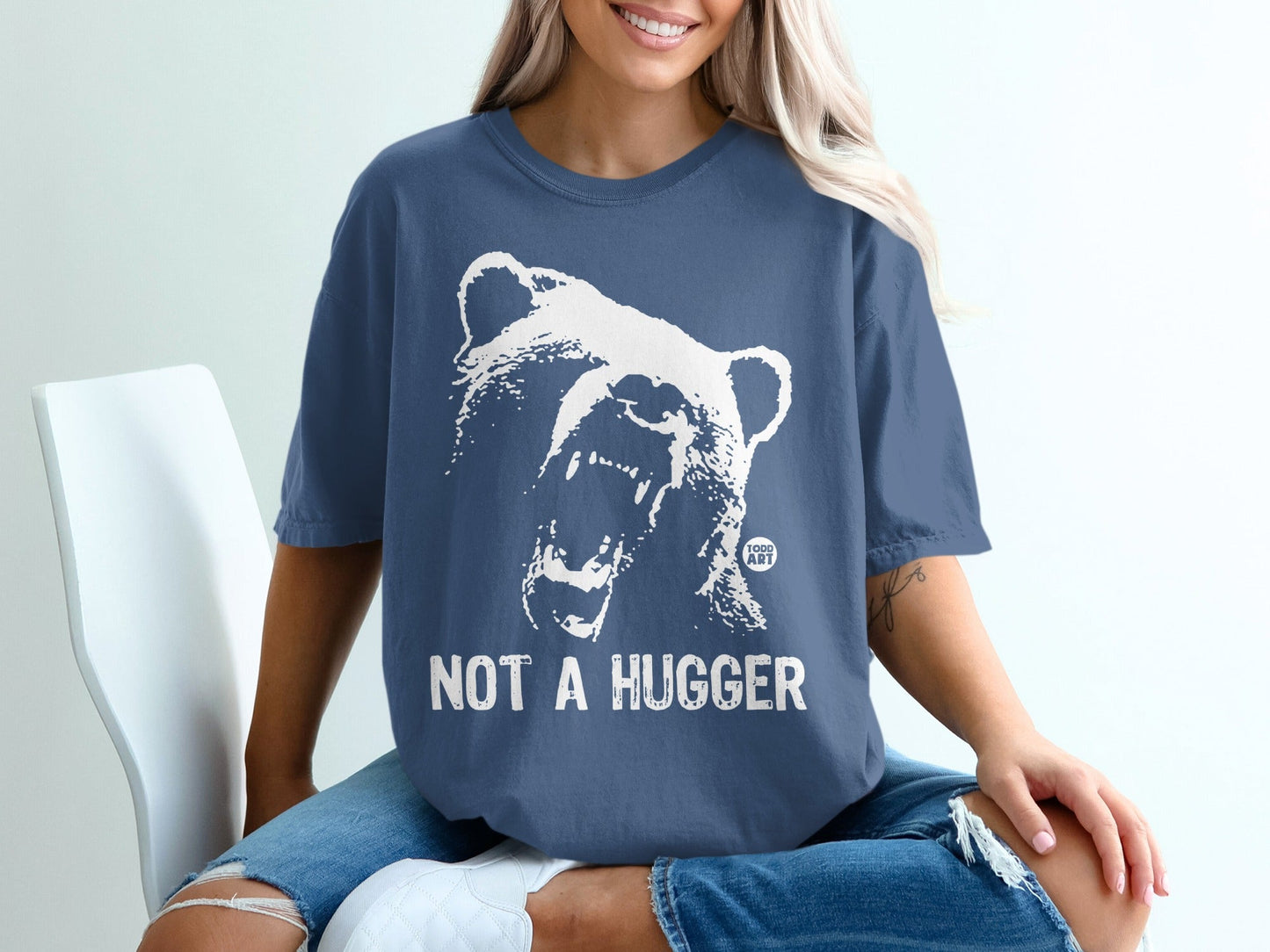 Not A Hugger Bear Graphic Tee Statement Shirt