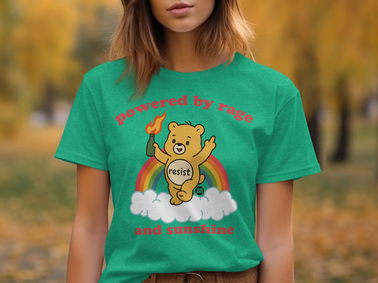 Powered by Rage and Sunshine Resist Bear T-Shirt