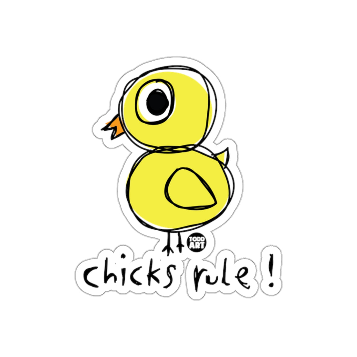 Cute Chicks Rule Cartoon Art Sticker for Kids