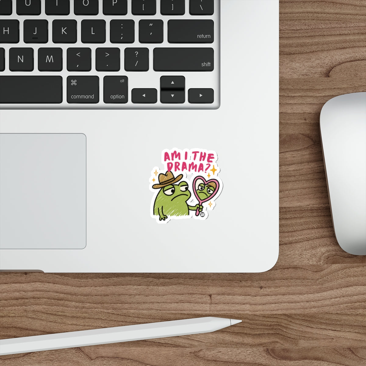 Am I The Drama Frog Hat Heart Mirror Sticker 