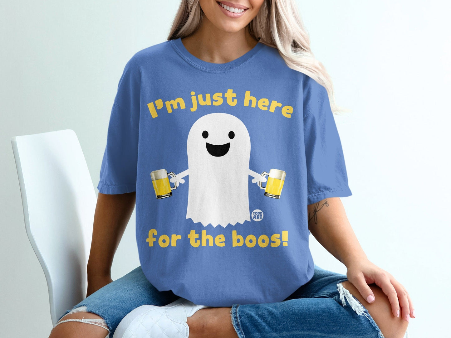 I'm just here for the boos ghost graphic t-shirt