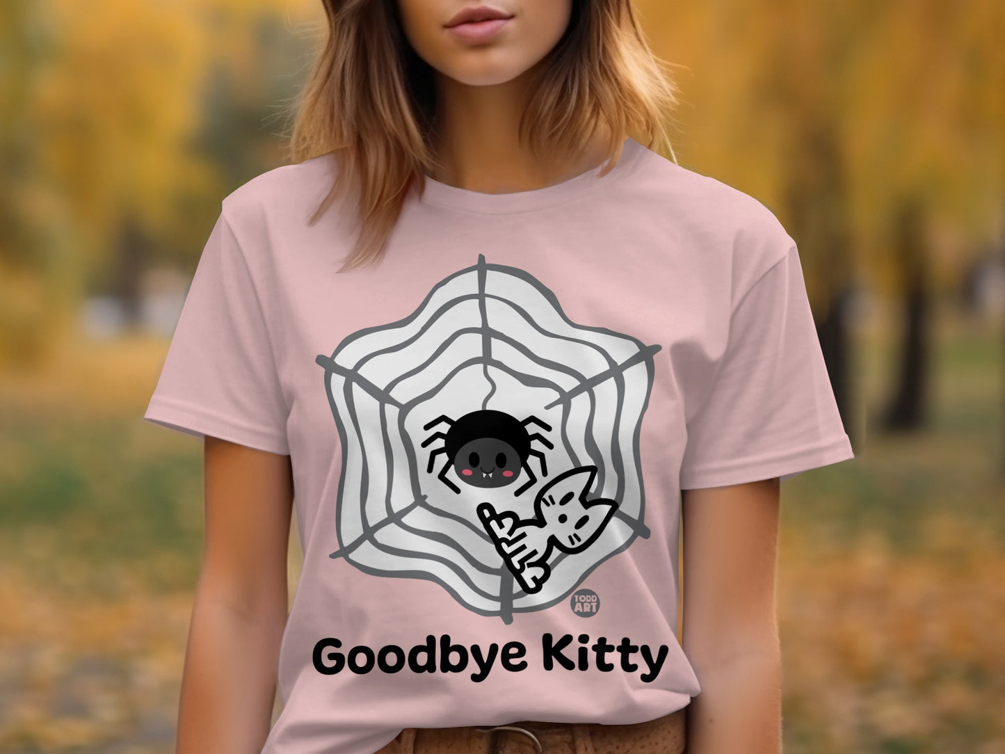 Goodbye Kitty Halloween Spider Web Design Shirt