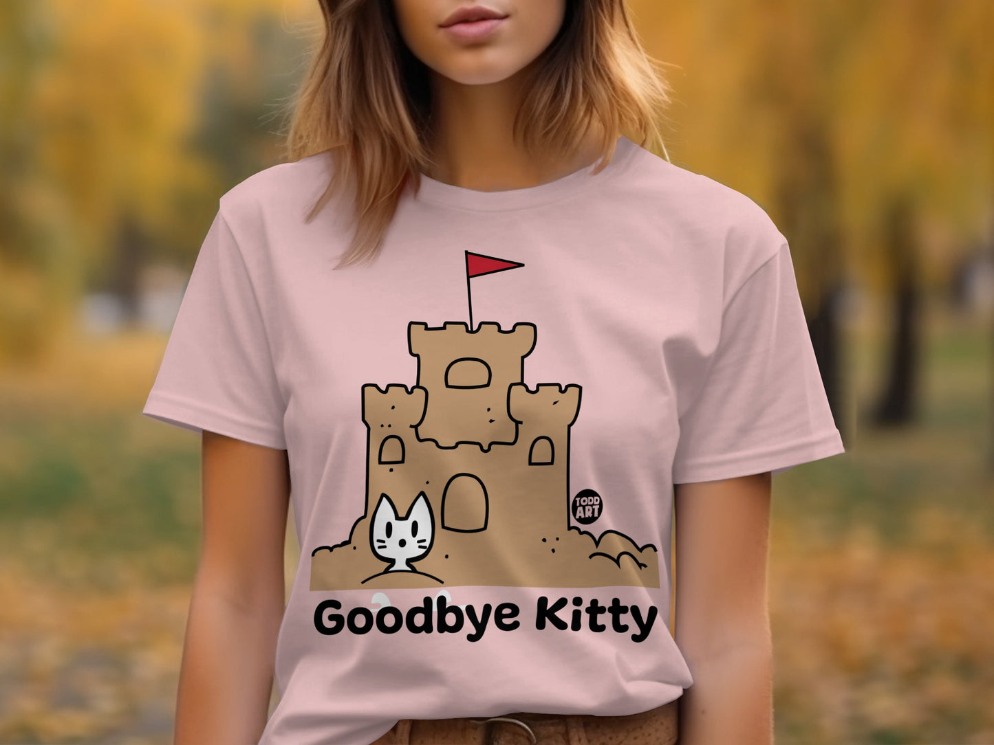 Goodbye Kitty Castle Graphic T-Shirt Unique Casual Wear