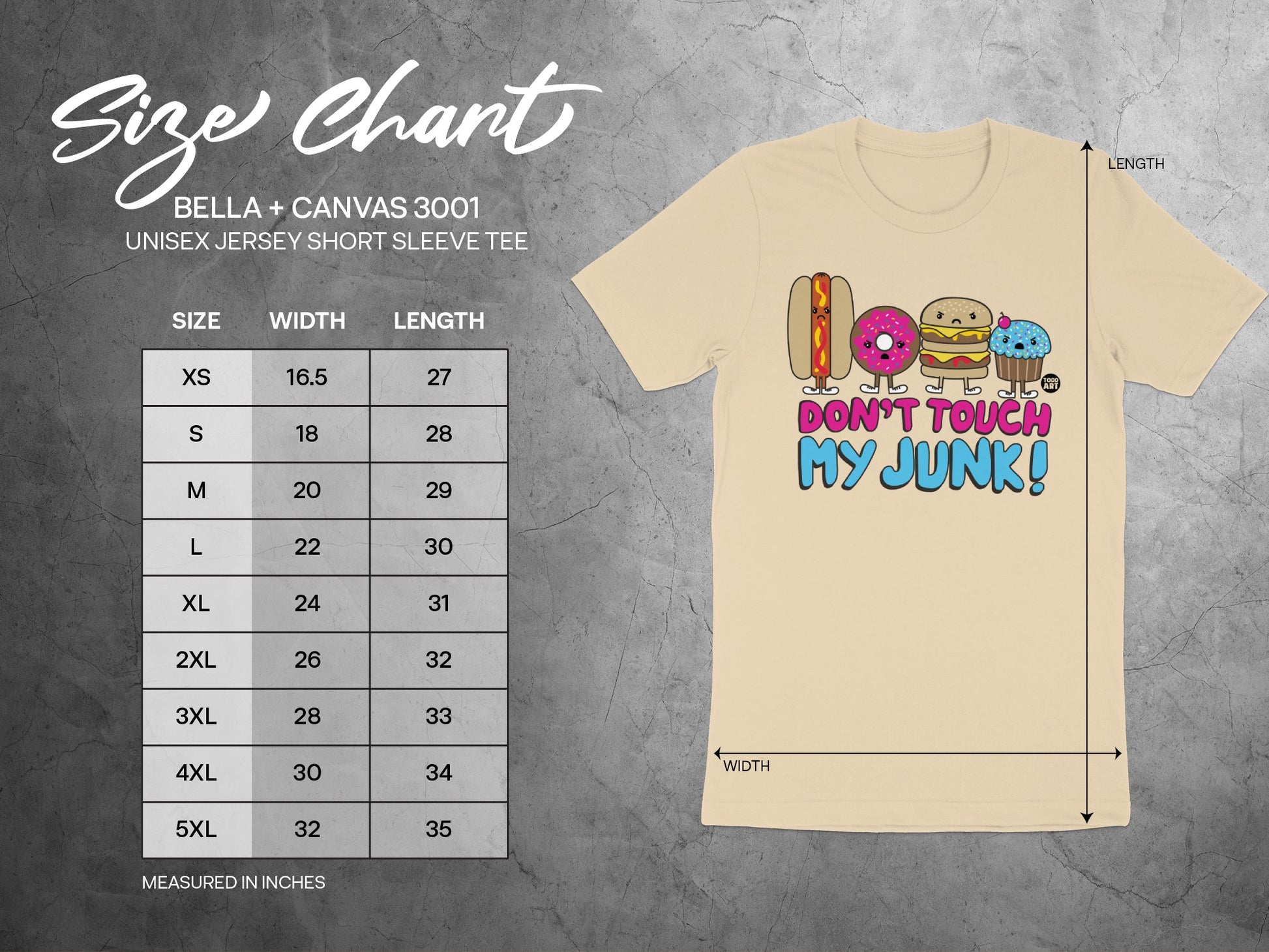 Don't Touch My Junk Funny Graphic Unisex Tee Shirt