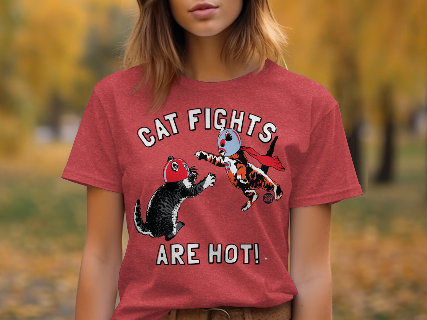 Cat Fights Are Hot T-Shirt Bold Graphic Design