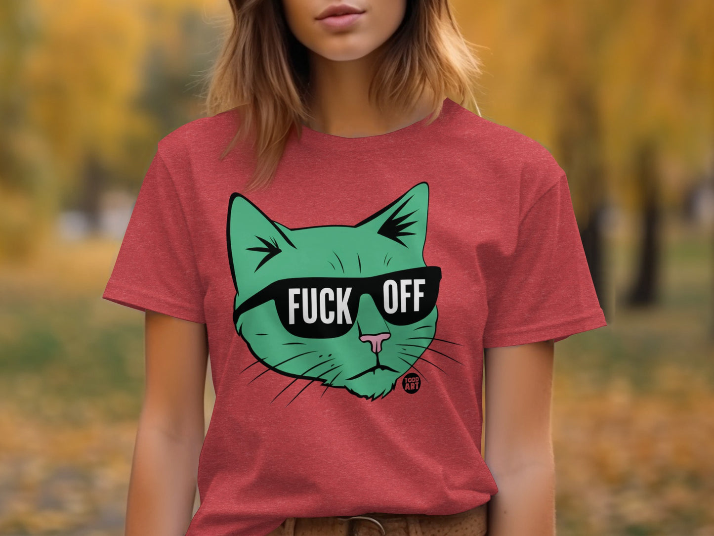 Feline with Sunglasses Fuck Off Graphic Tee