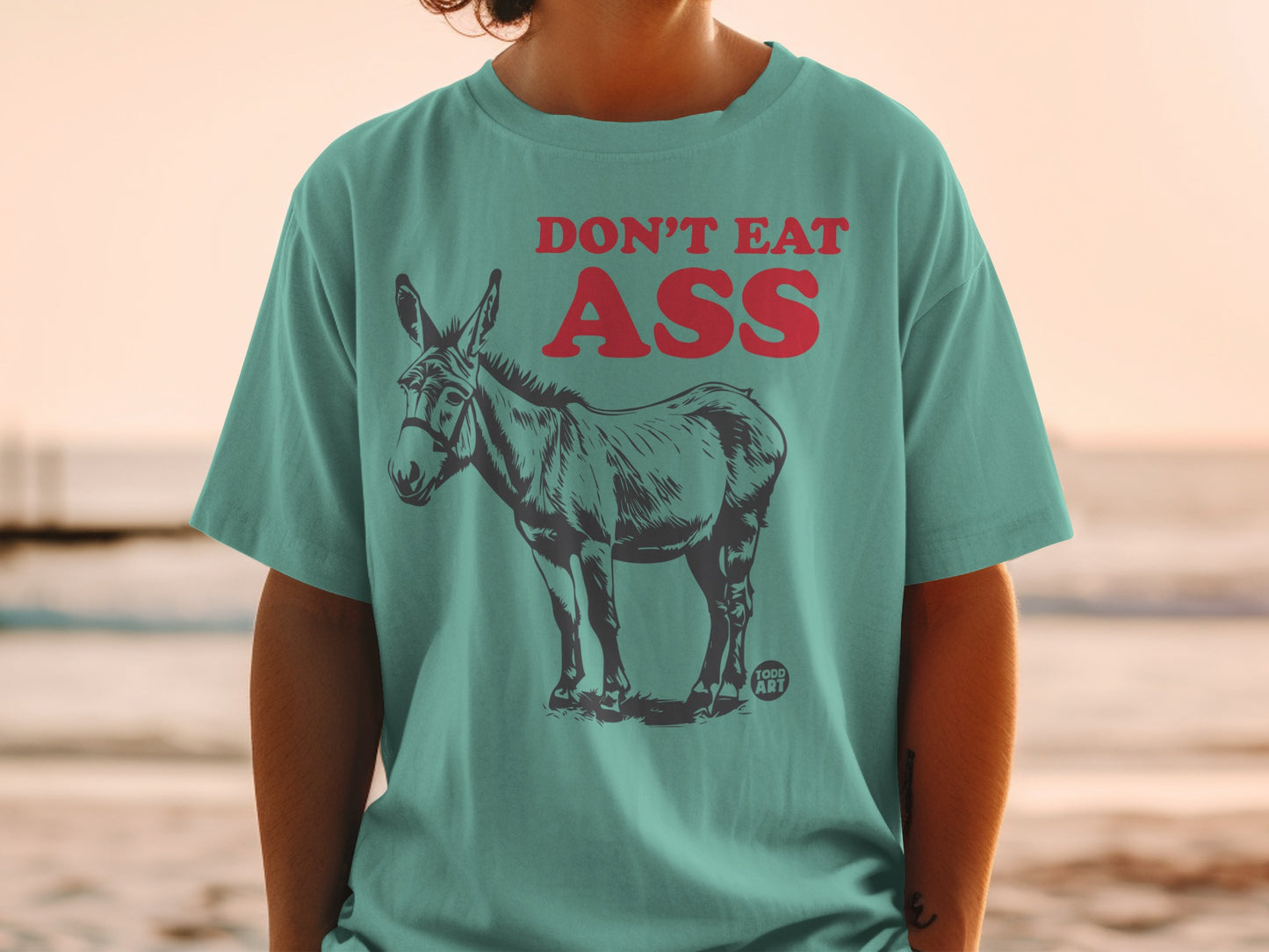 Don't Eat Ass Graphic with Donkey Print T-shirt