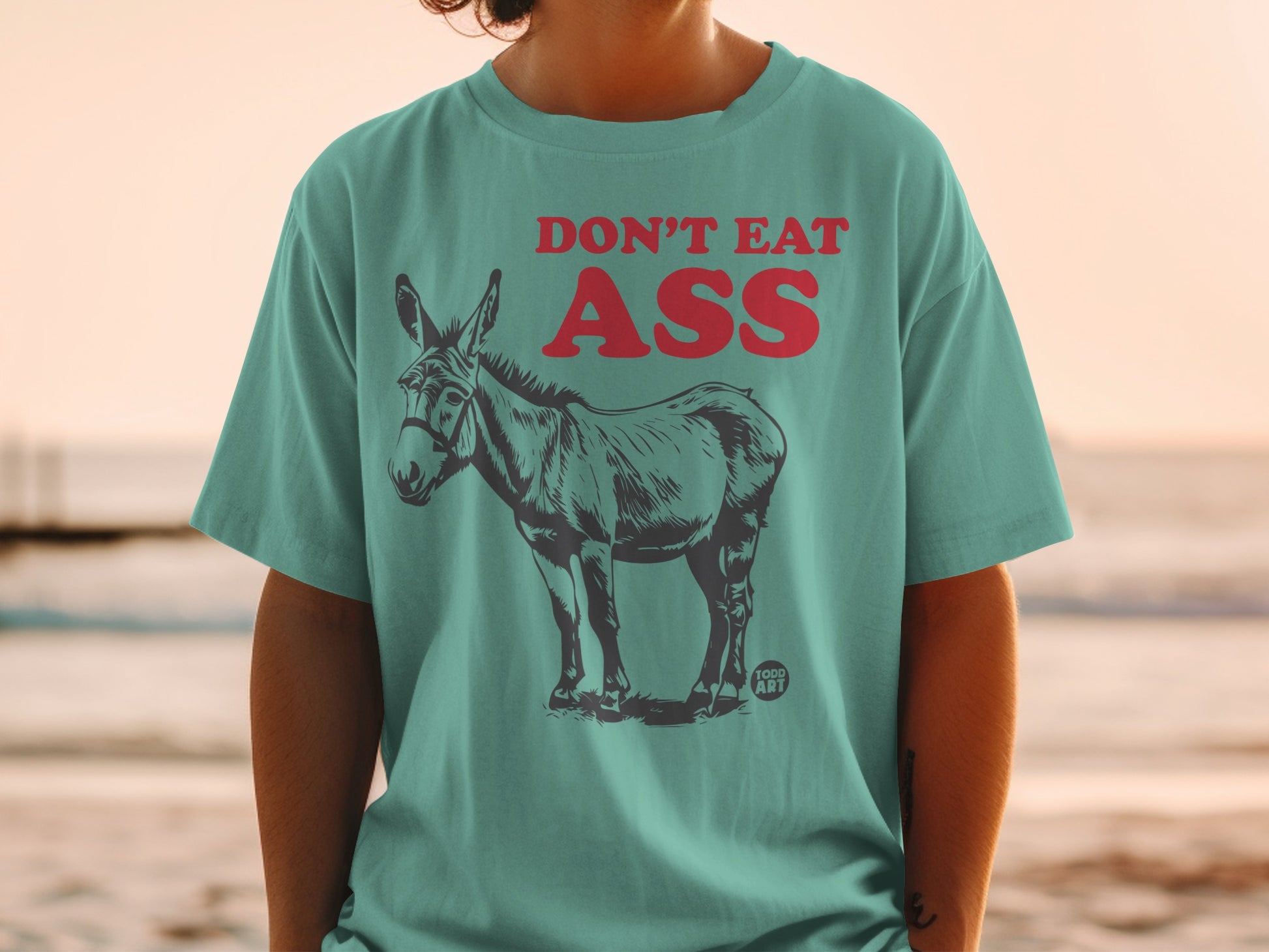 Don't Eat Ass Graphic with Donkey Print T-shirt