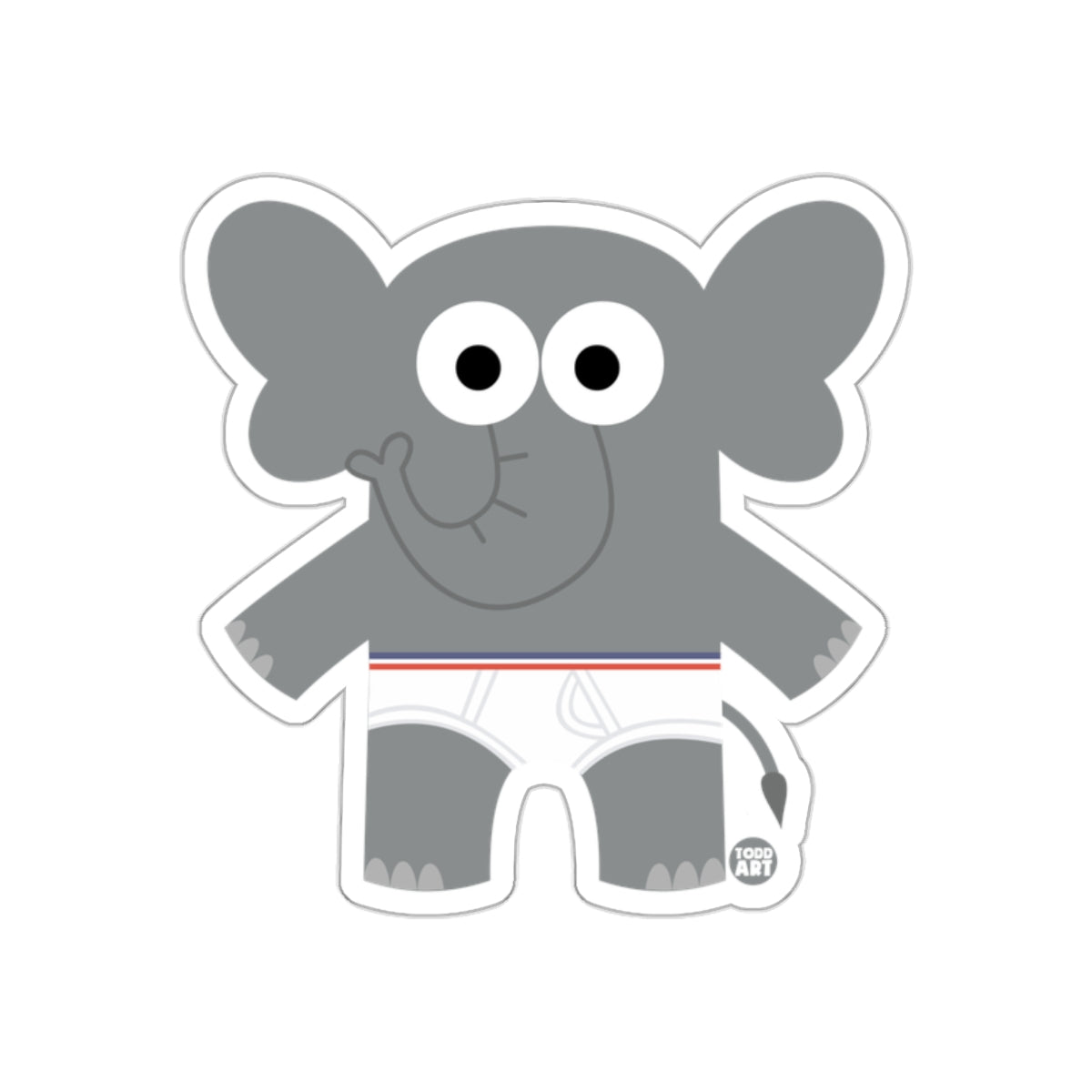 Cute Cartoon Elephant with Underwear Sticker