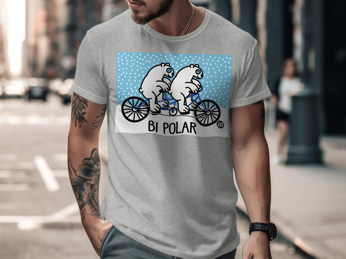 Bi Polar Polar Bears on Bicycle T-shirt