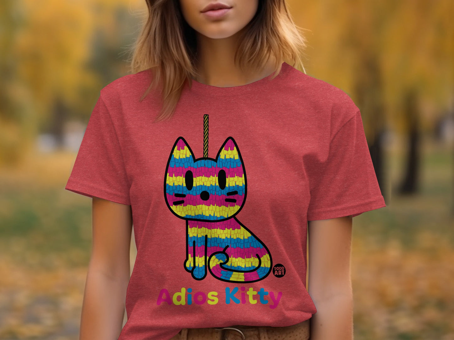Adios Kitty Iconic Rainbow Graphic Tee Shirt