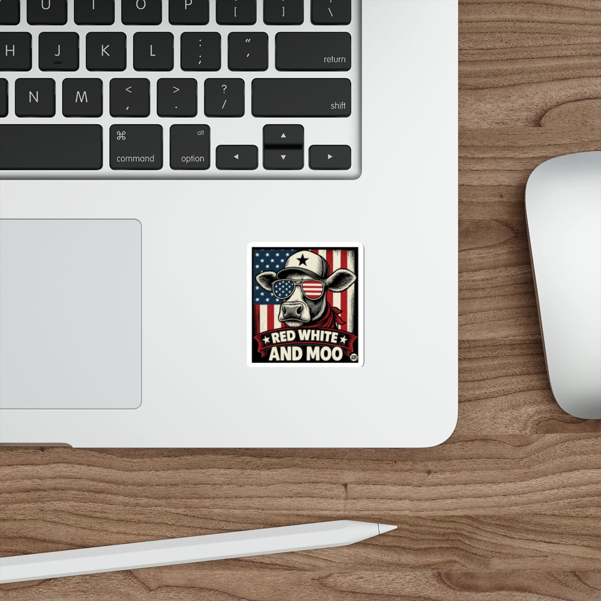 Red White And Moo American Flag Cow Sticker