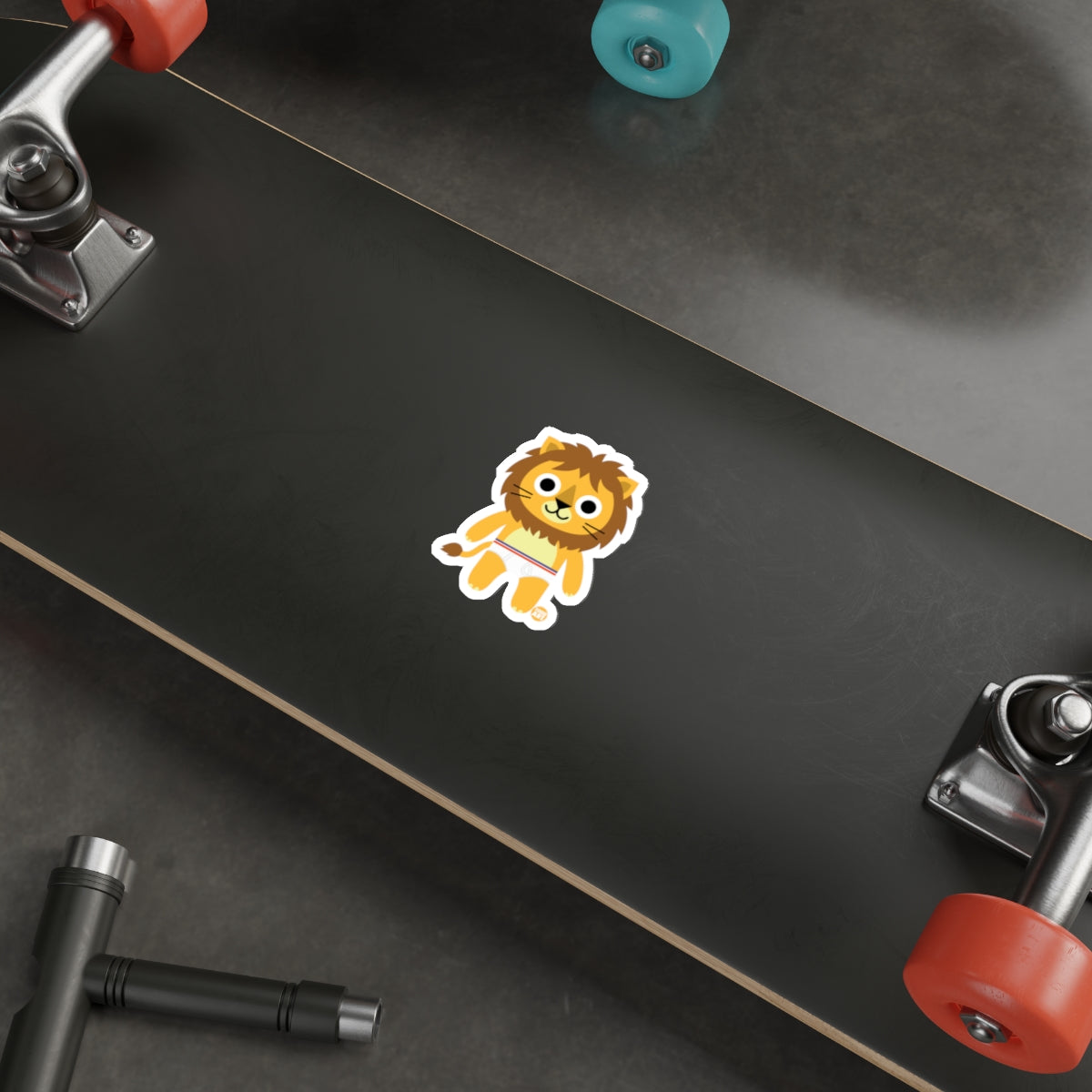 Cute Lion Character Sticker on Skateboard product