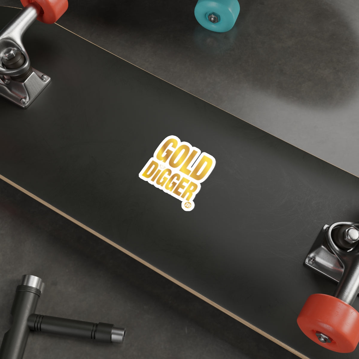 Gold Digger Skateboard with Black Deck Design