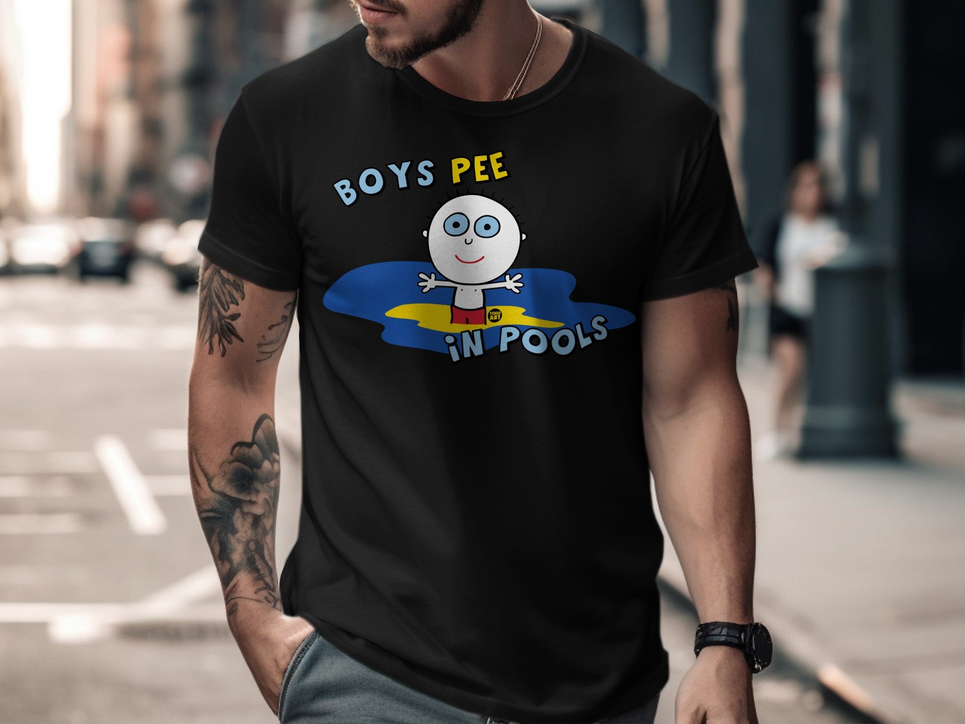 Funny Cartoon Boys Pee in Pools T-shirt