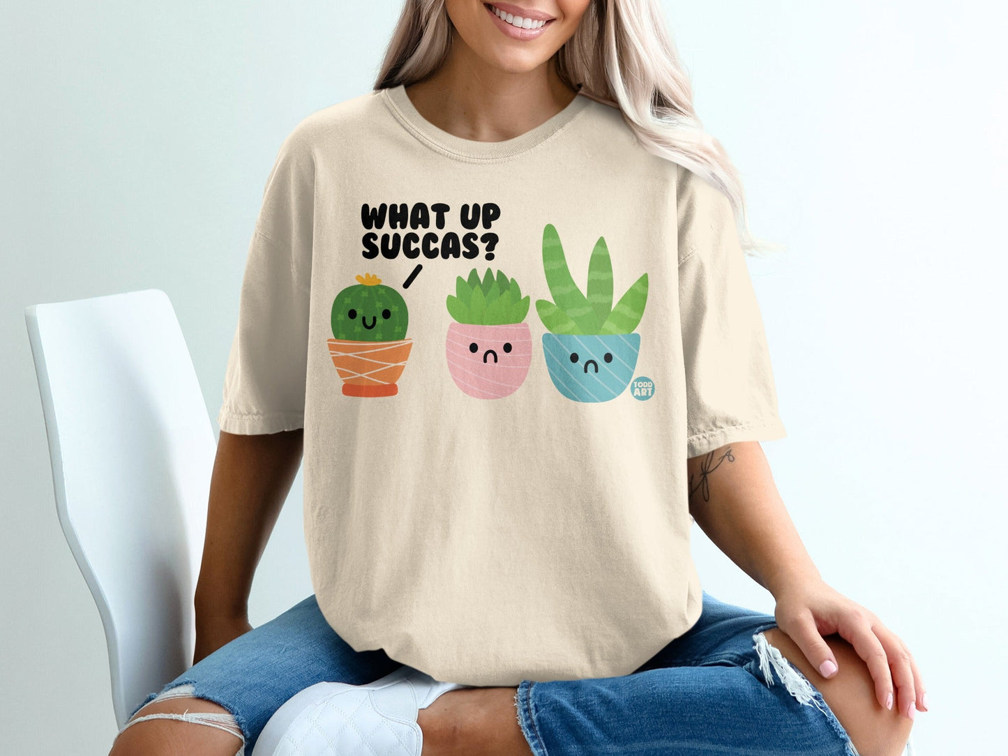What Up Succa's Cute Potted Plants Graphic T-Shirt