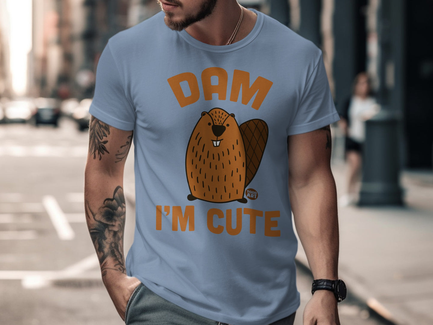 Dam I'm Cute Funny Beaver Graphic T-shirt