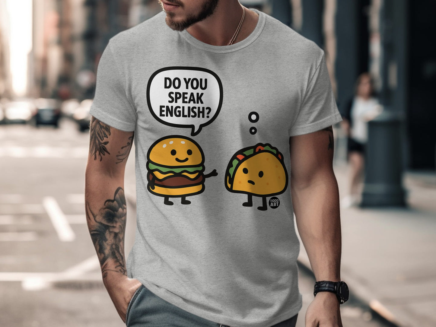 Burger and Taco Do You Speak English? T-Shirt
