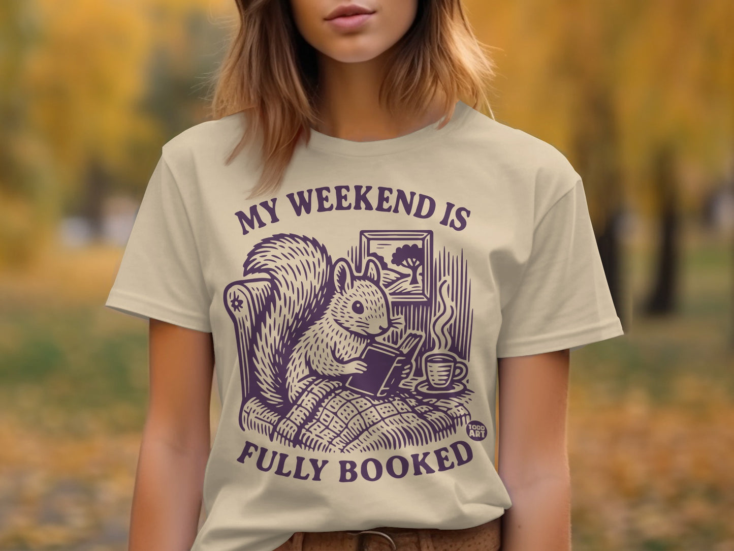 My Weekend Is Fully Booked Squirrel Reading T-Shirt