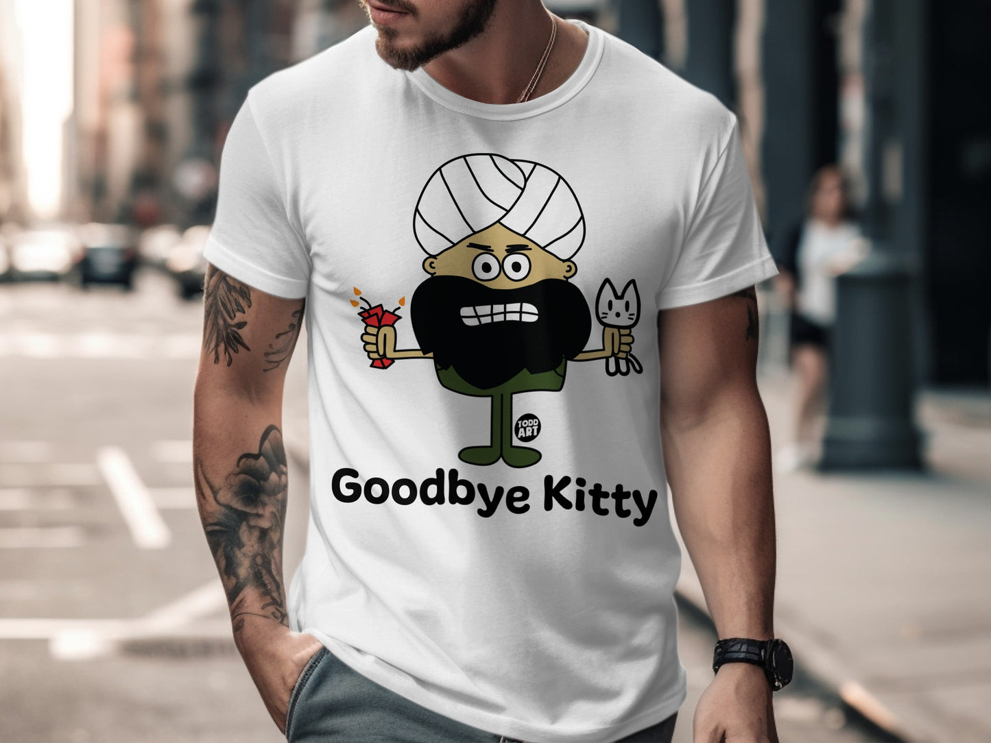 Humorous Goodbye Kitty Graphic T-Shirt for Casual Wear