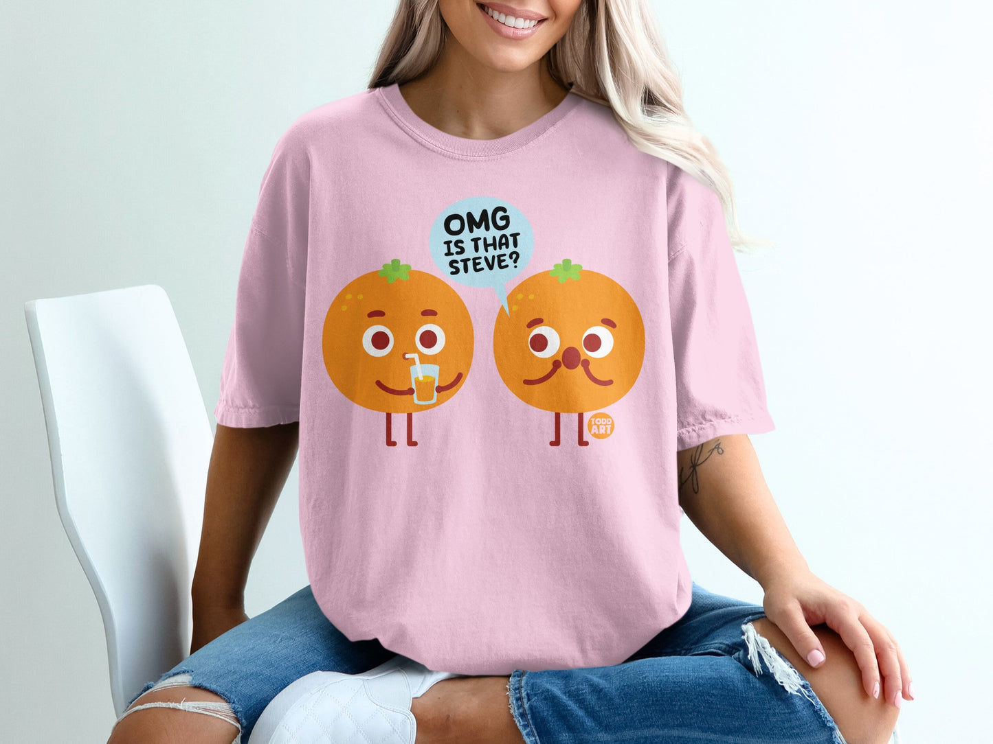 OMG IS THAT STEVE Orange Character Fun Pink product type