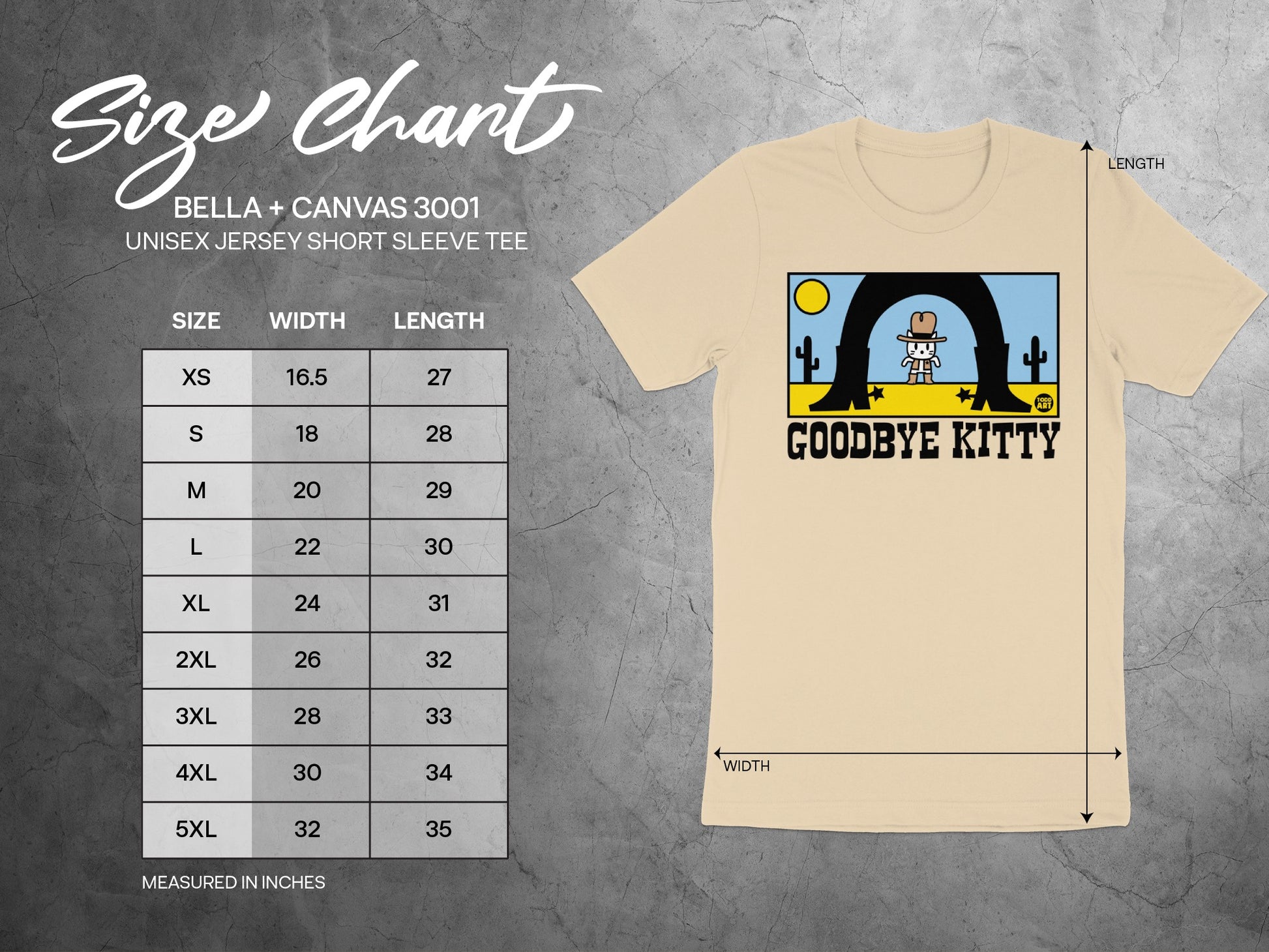 Goodbye Kitty Cowboy Cactus Desert Short Sleeve Tee