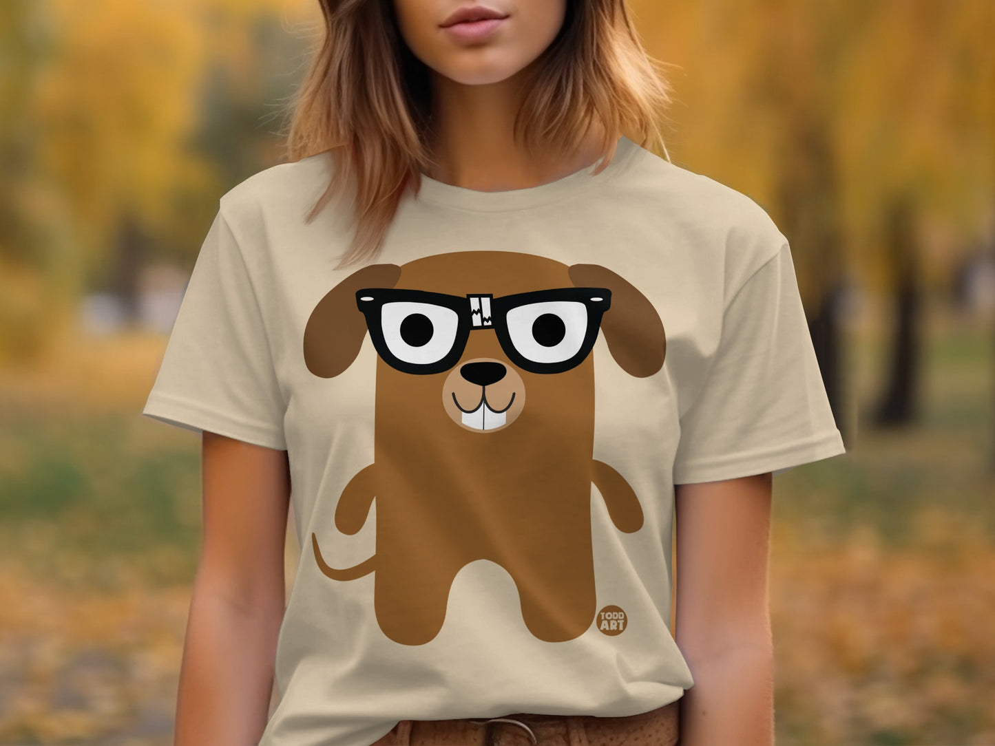 Cute Dog with Glasses Graphic T-shirt