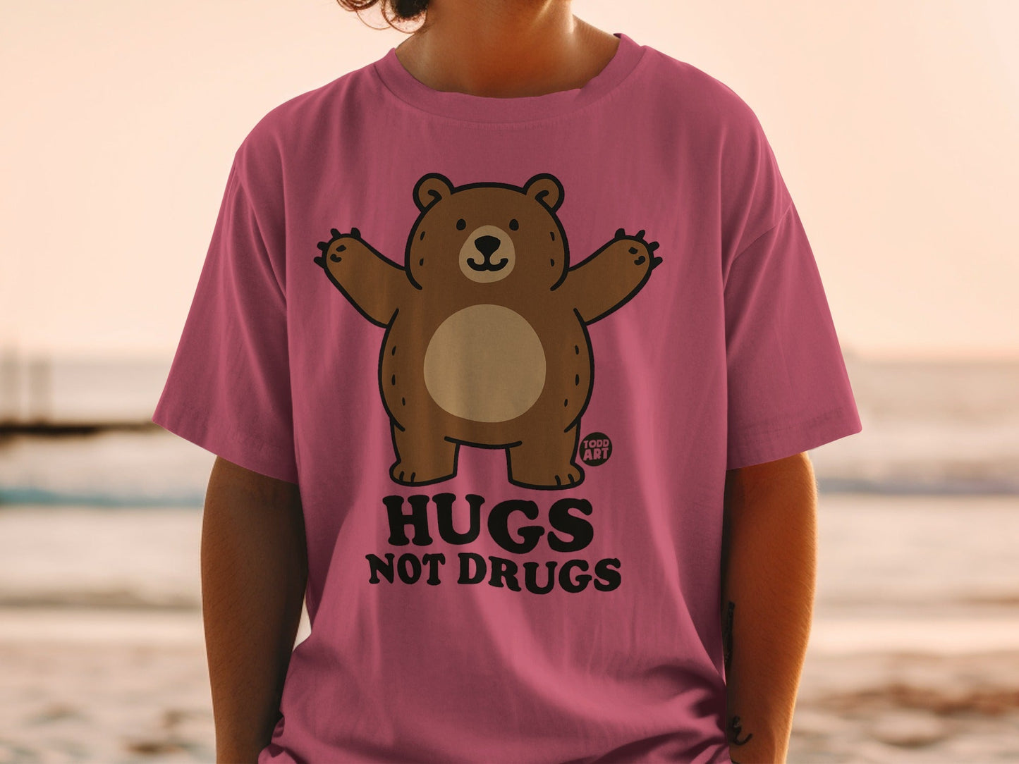 Hugs Not Drugs Cute Bear Graphic T-shirt