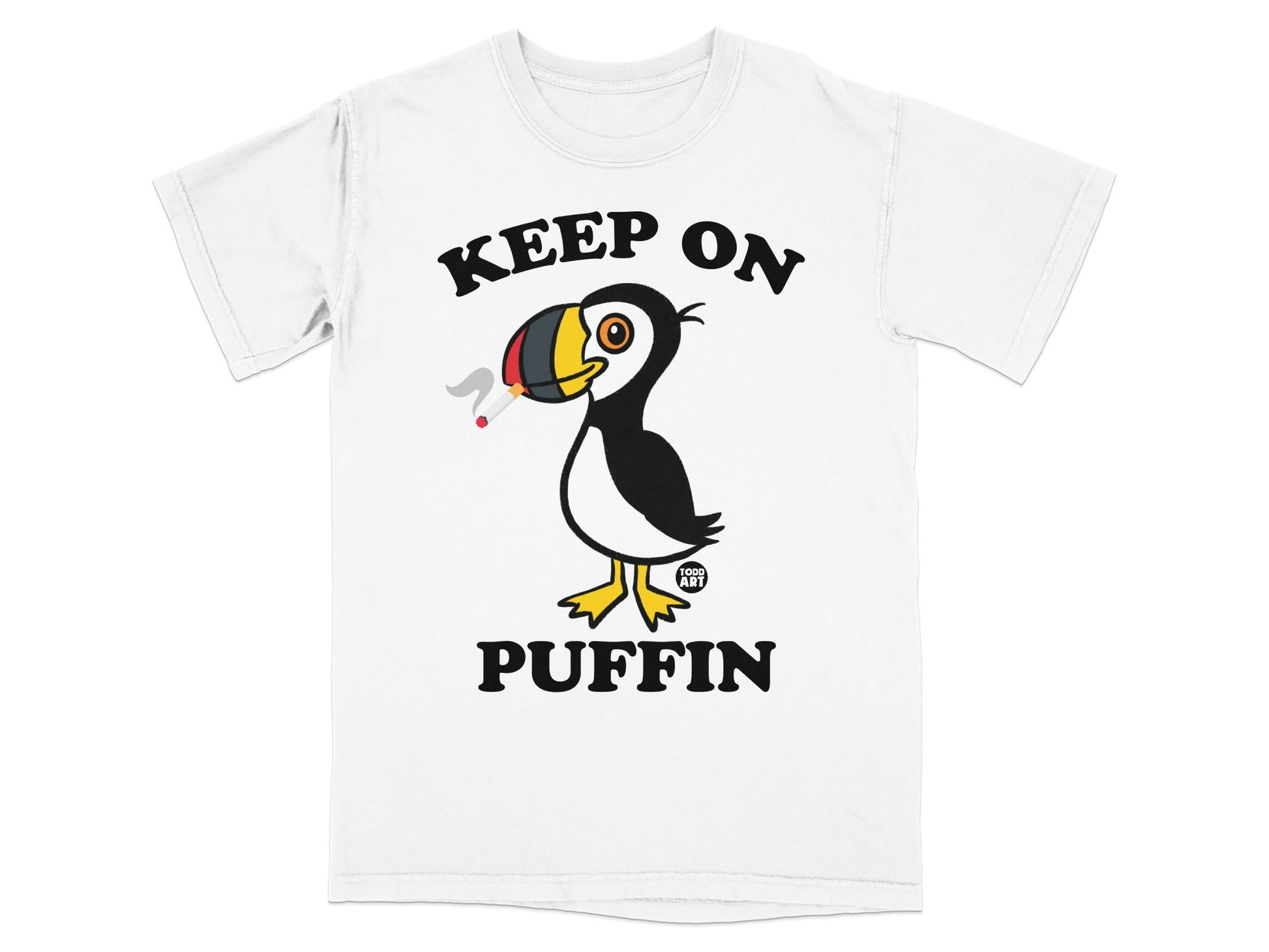 Keep On Puffin Smoking Bird Graphic T-shirt