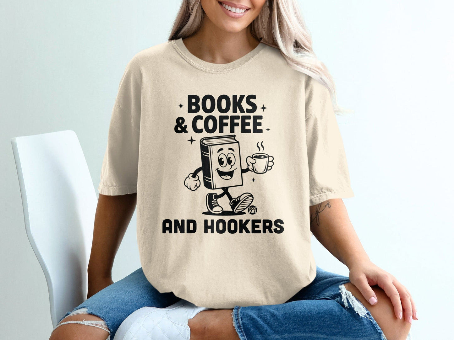 Books Coffee and Hookers Funny Graphic T-Shirt
